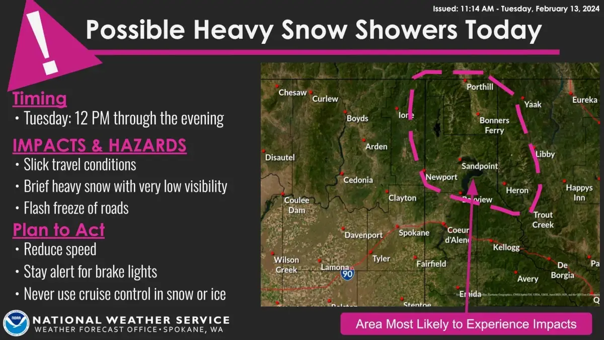 Heavy snow bursts possible this afternoon