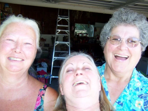 Close neighbors Barb Brown, Clarice McKenney and their neighbor Nancy Crabb 
