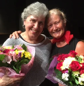 Pianist Barb Nelson and conductor Vicki Blake Thompson after the Greece tour.