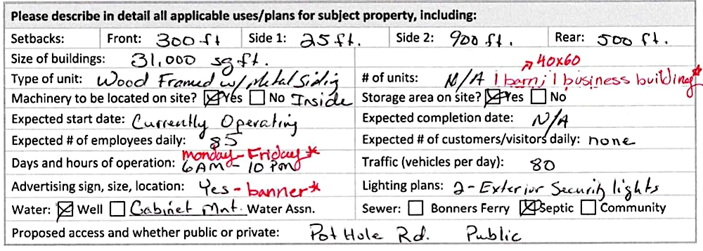 Section of Maverick's conditional use permit application 24-0076.