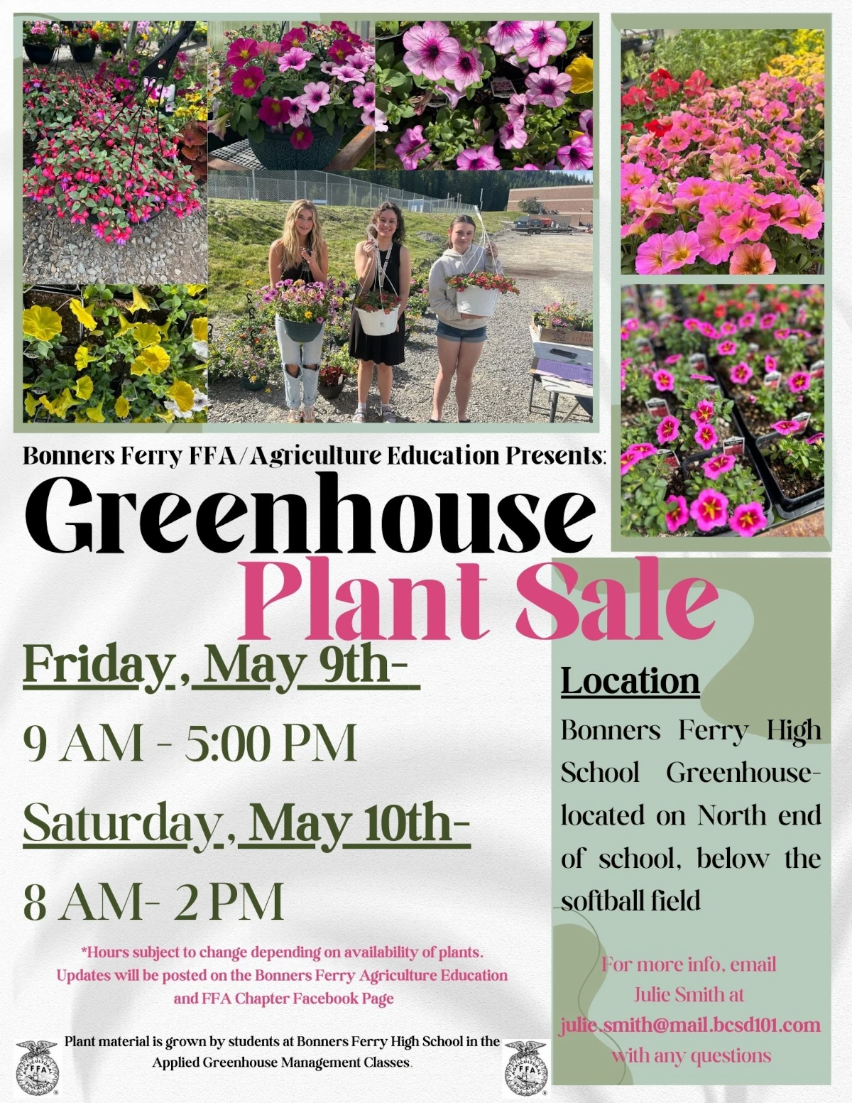 Bonners Ferry High School FFA Greenhouse Sale