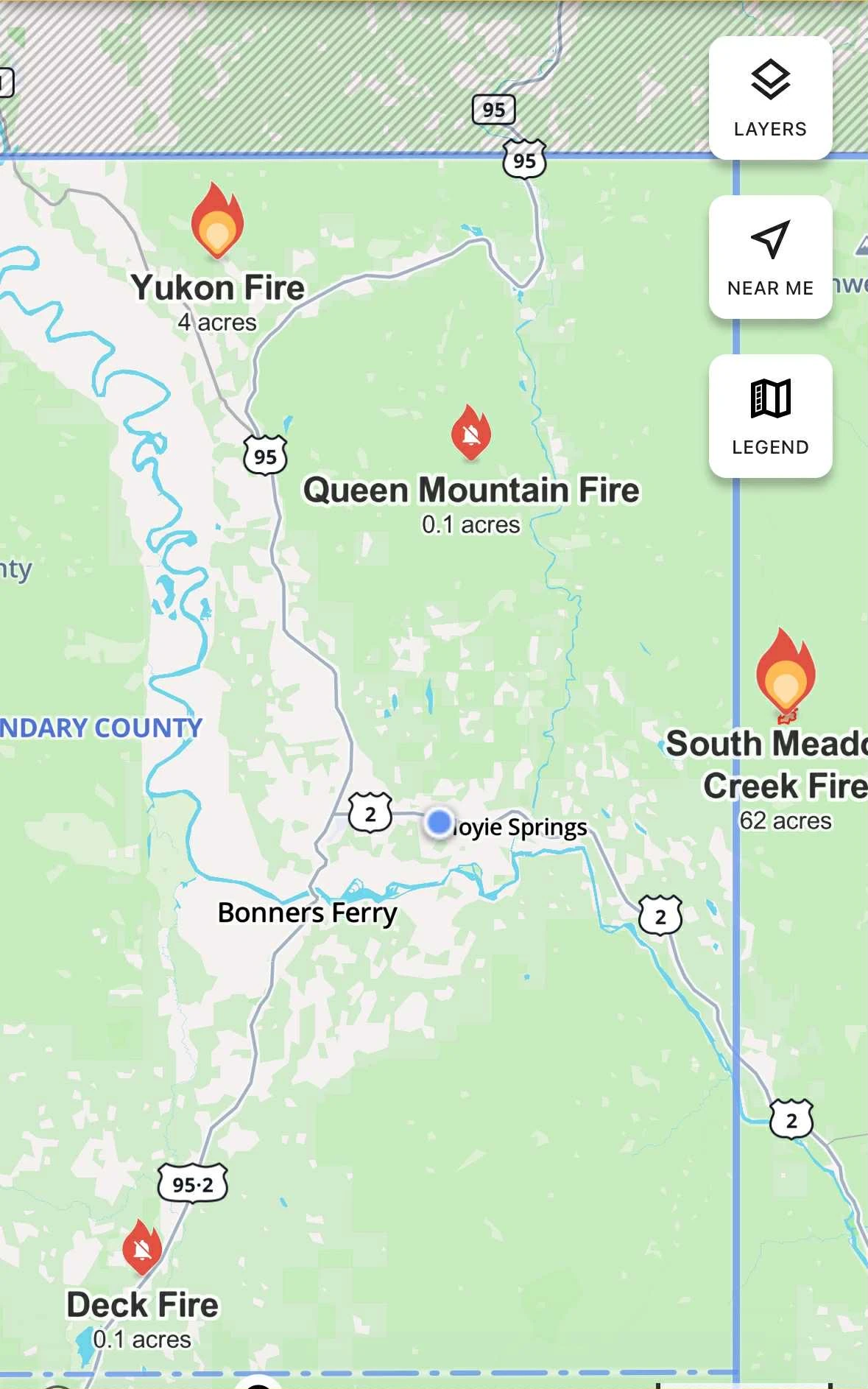 Yukon Fire – in Boundary County off Hwy 1 near Canadian border